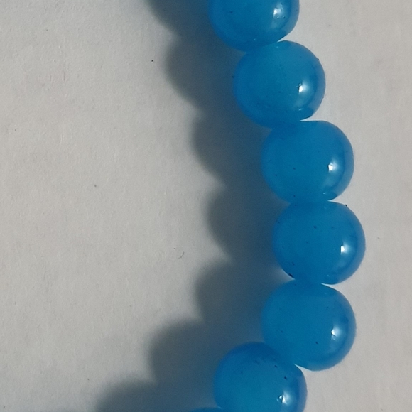 Cerulean Blue Glass Beaded Bracelet - Picture 2 of 2